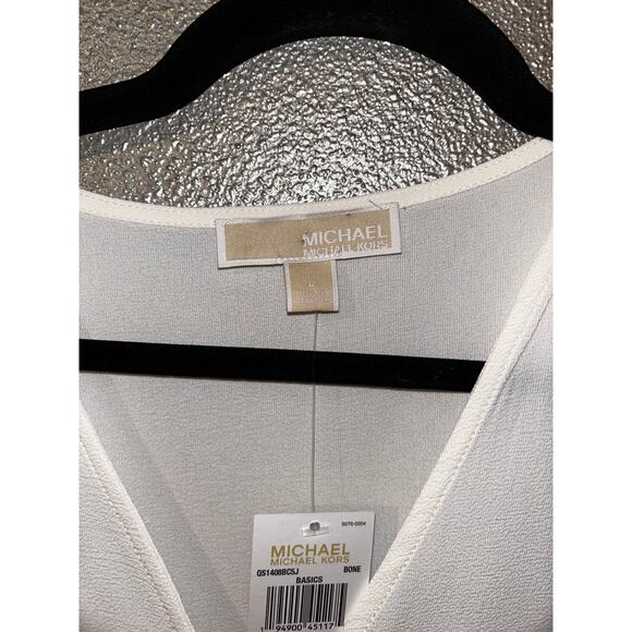 Michael Michael Kors Longsleeve Front Button Smocked Waist Cuffs V-neck Top - Picture 7 of 7